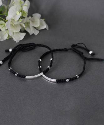 Black thread & silver anklets 5