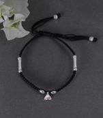 Black adjustable thread & silver anklets