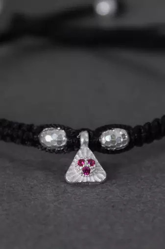 Black adjustable thread & silver anklets