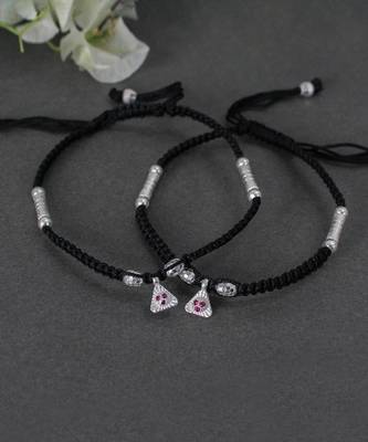 Black adjustable thread & silver anklets 5