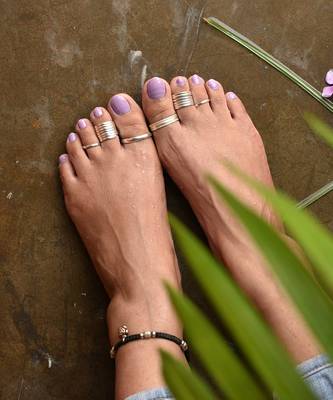 Silver adjustable toe rings 5