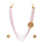 Pink glass beads multi layer necklace set
