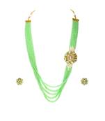 Green glass beads multi layer necklace set