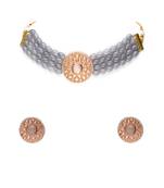 Grey glass stones multi layer necklace set