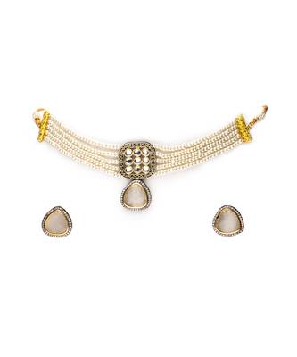 White pearls multi layer necklace set 1