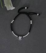 Black thread silver anklets