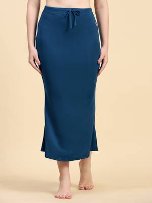 Trendmalls Dark Blue Plain Cotton Soft Saree Shape wear Petticoat for Women 5
