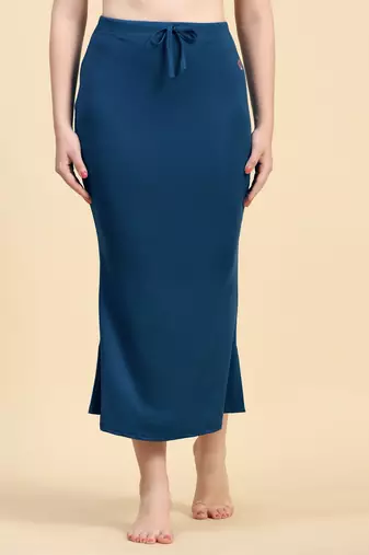 Trendmalls Dark Blue Plain Cotton Soft Saree Shape wear Petticoat for Women