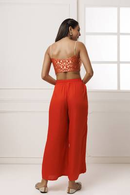   Orange Rayon Co Ord Set with Brocade Top 5
