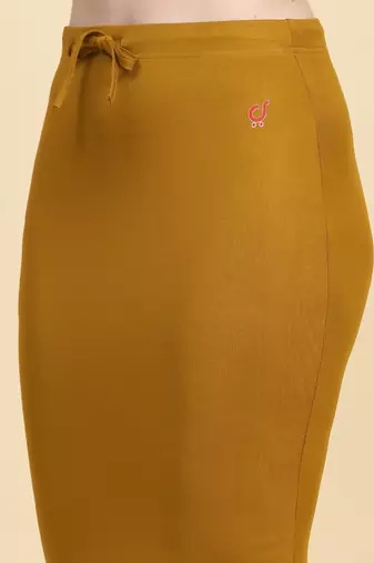 Trendmalls Mustard Lycra Spandex Saree Shapewear Skirt Petticoat for Women