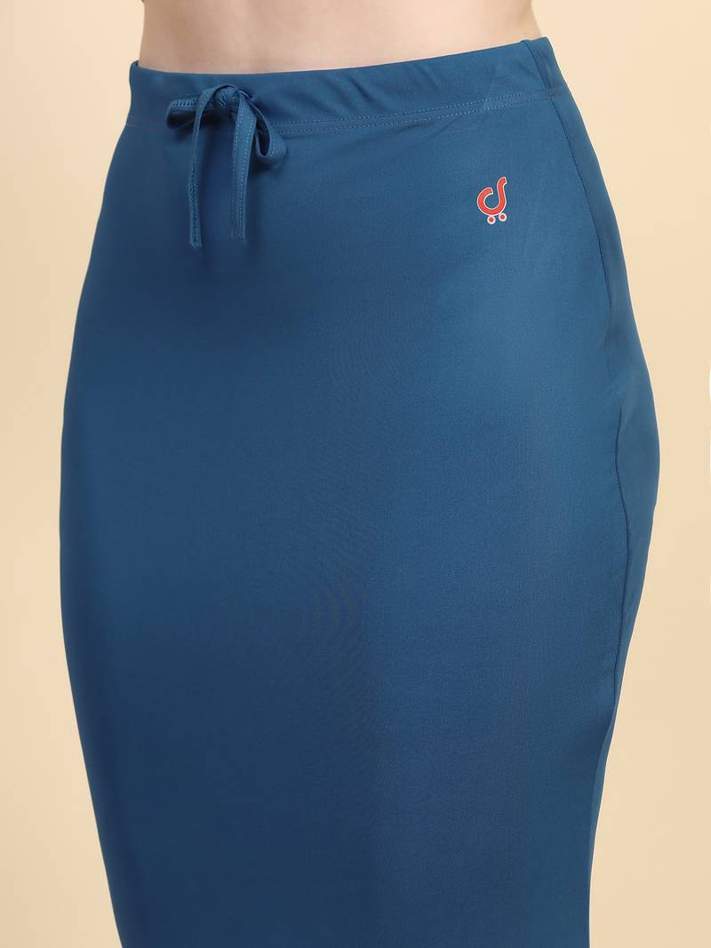 Blue Lycra Spandex Saree Shapewear Skirt Petticoat for Women