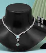 Pista green color american diamond necklace set