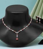 Brown color american diamond necklace set
