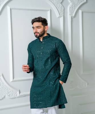 Zain Dark Green Kurta Set 1