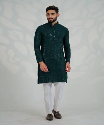 Zain Dark Green Kurta Set 3