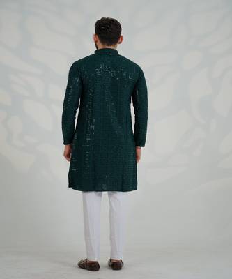 Zain Dark Green Kurta Set 4