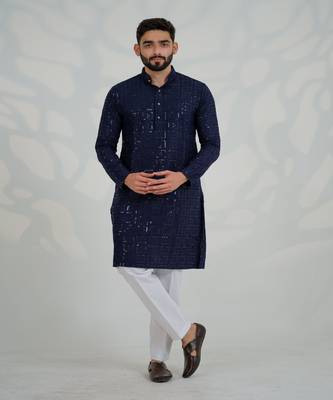 Samir Dark Blue Kurta Set 1