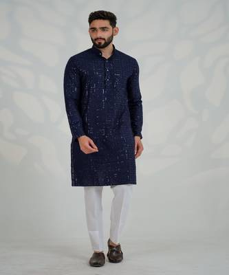 Samir Dark Blue Kurta Set 3