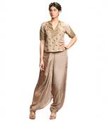 Beige uma crepe silk dhoti set