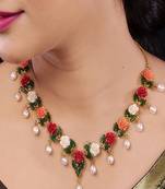 Natural Pearls N colourful Flower Necklace Set