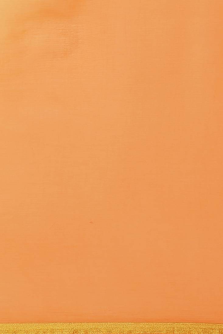 Geroo Jaipur Peach-Yellow Shaded Hand-Dyed Chiffon Saree With Hand Block Printed Blouse