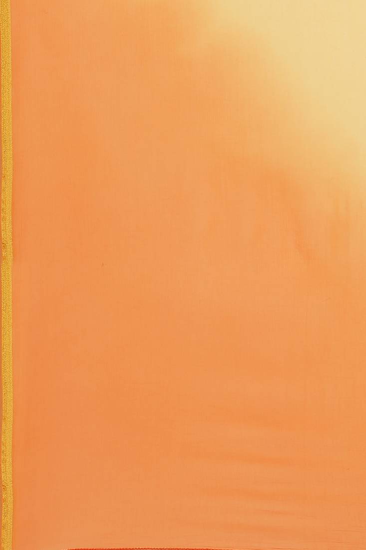 Geroo Jaipur Peach-Yellow Shaded Hand-Dyed Chiffon Saree With Hand Block Printed Blouse