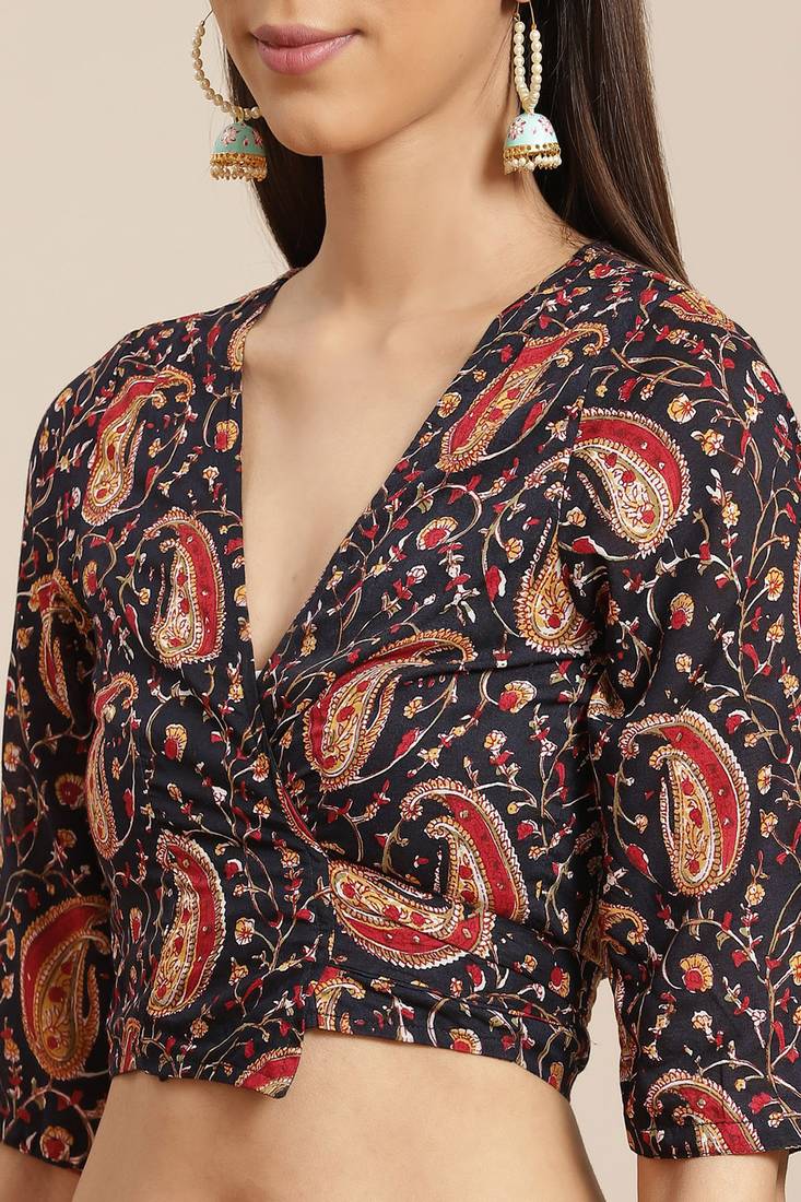 Geroo Jaipur Peach-Yellow Shaded Hand-Dyed Chiffon Saree With Hand Block Printed Blouse