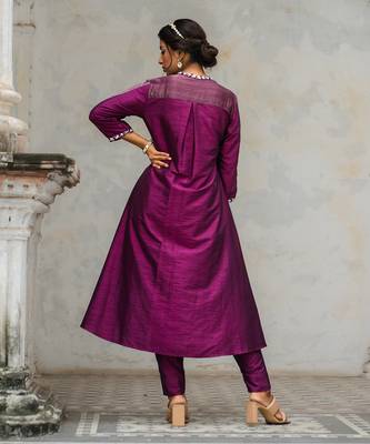 Purple duppion silk asym kurta set 2