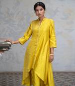 Acaica green duppion silk asym kurta set