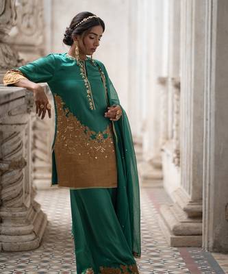 Jade green sharara set 1