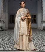 Ivory gold tissue gharara set