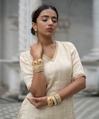 Ivory gold tissue gharara set 2