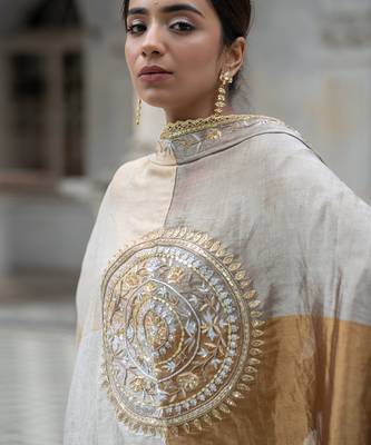 Ivory gold tissue gharara set 3