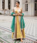 Gold tissue anarkali set