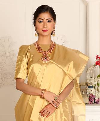 Gold Handwoven Zari Tissue Handwoven Blouse 1