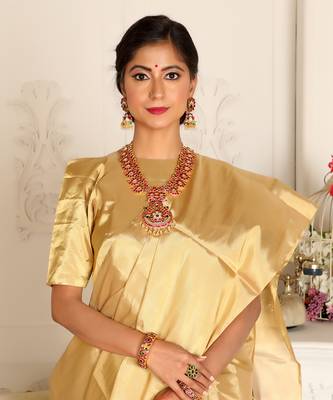 Gold Handwoven Zari Tissue Handwoven Blouse 2