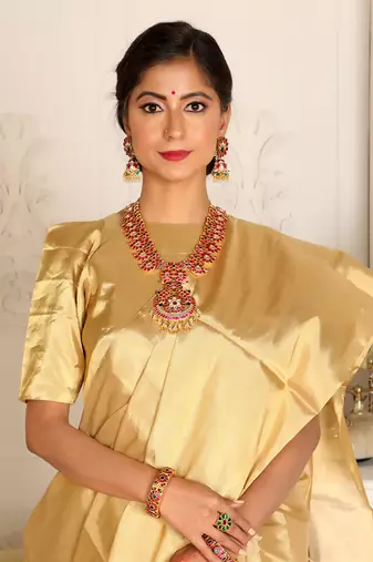Gold Handwoven Zari Tissue Handwoven Blouse