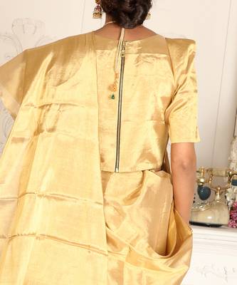 Gold Handwoven Zari Tissue Handwoven Blouse 3