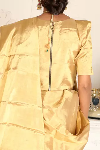 Gold Handwoven Zari Tissue Handwoven Blouse