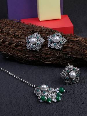 Oxidised pearl jewellery set 1