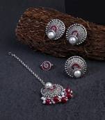 Oxidised pearl jewellery set