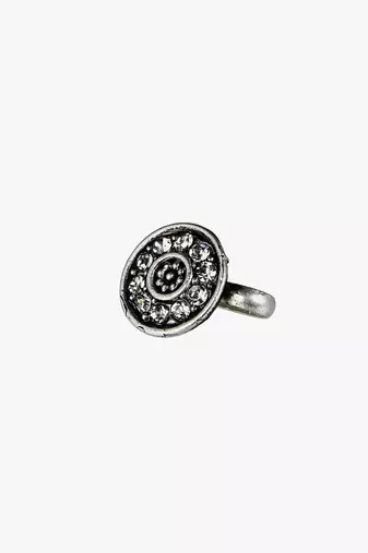Combo of silver-plated stone-studded earrings & nosepin