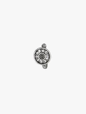 Combo of silver-plated stone-studded earrings & nosepin 5