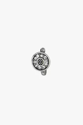 Combo of silver-plated stone-studded earrings & nosepin