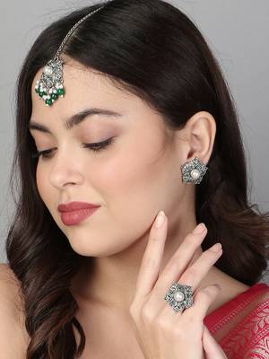 Oxidised pearl jewellery set 2