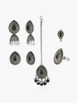 Oxidised pearl jewellery set 5