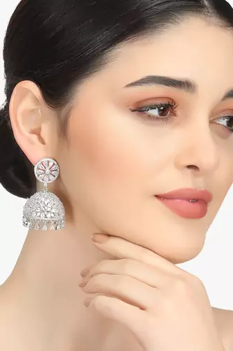 Silver-plated handcrafted maang tikka with earrings