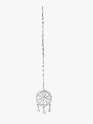 Silver-plated handcrafted maang tikka with earrings 4