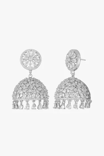 Silver-plated handcrafted maang tikka with earrings