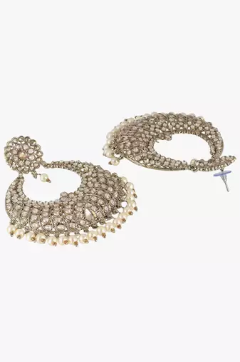Gold-plated handcrafted yellow maang tikka with earrings